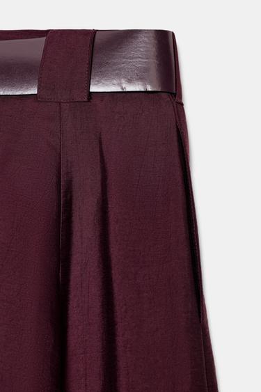 JUPE MIDI TRAPÈZE CEINTURE - Aubergine de Zara - Image 6