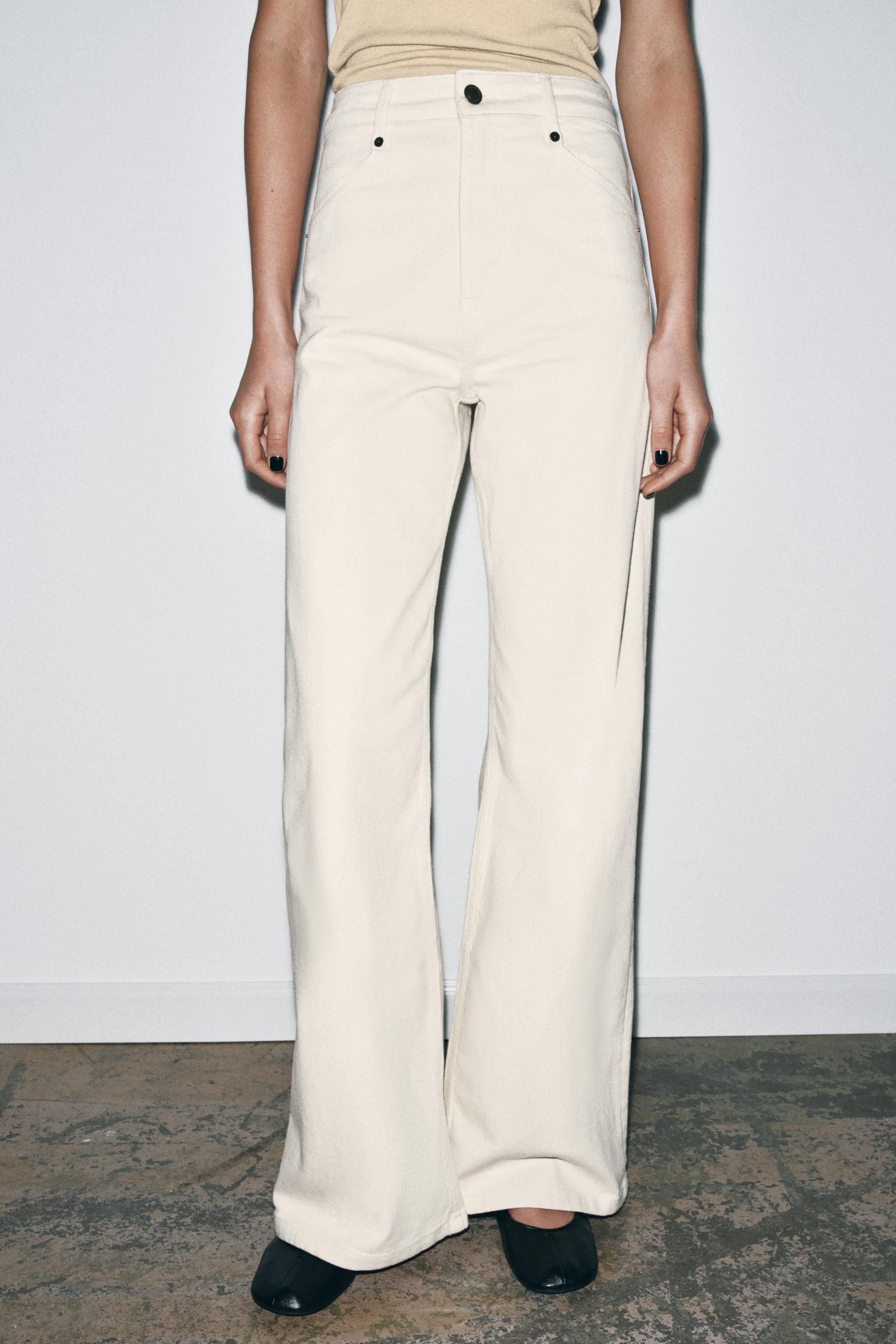 ZW COLLECTION HIGH-WAIST WIDE-LEG JEANS — Ecru