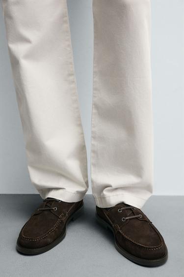 LIMITED EDITION SPLIT SUEDE DECK SHOES - Brown by Zara