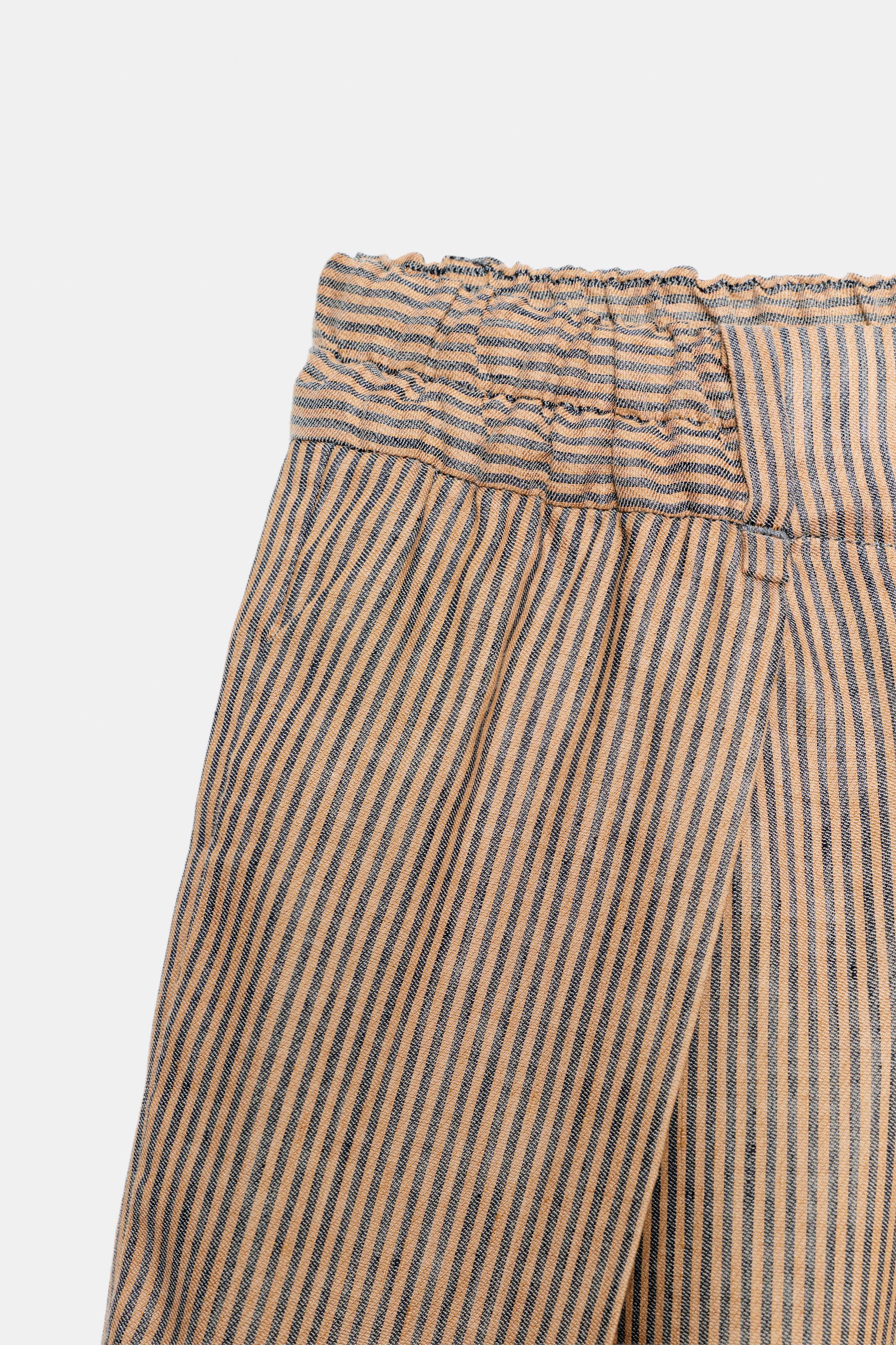 Женские брюки Zara LINEN BLEND DARTED PANTS ZW COLLECTION — фото 10
