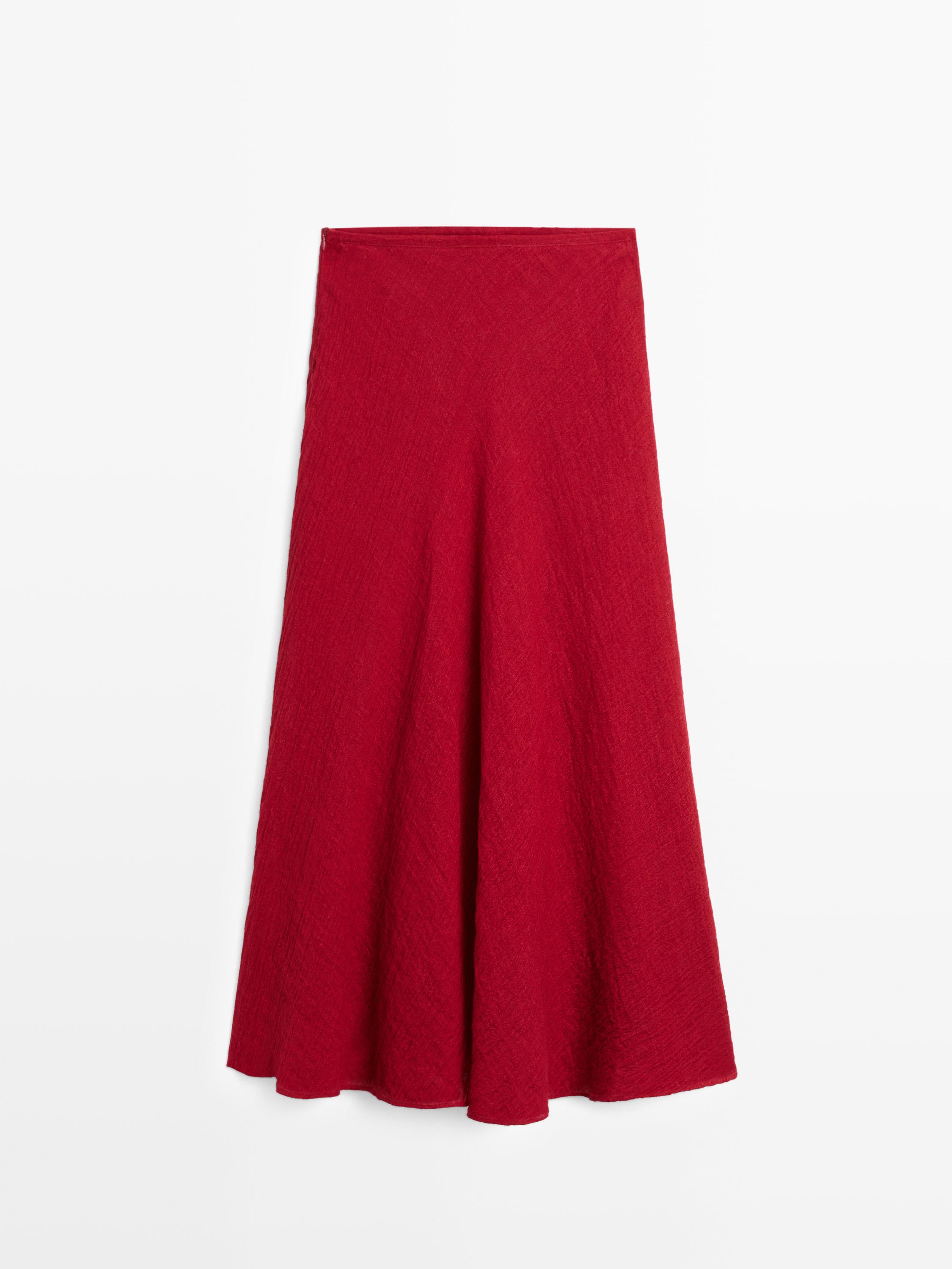 100% linen flounce midi skirt