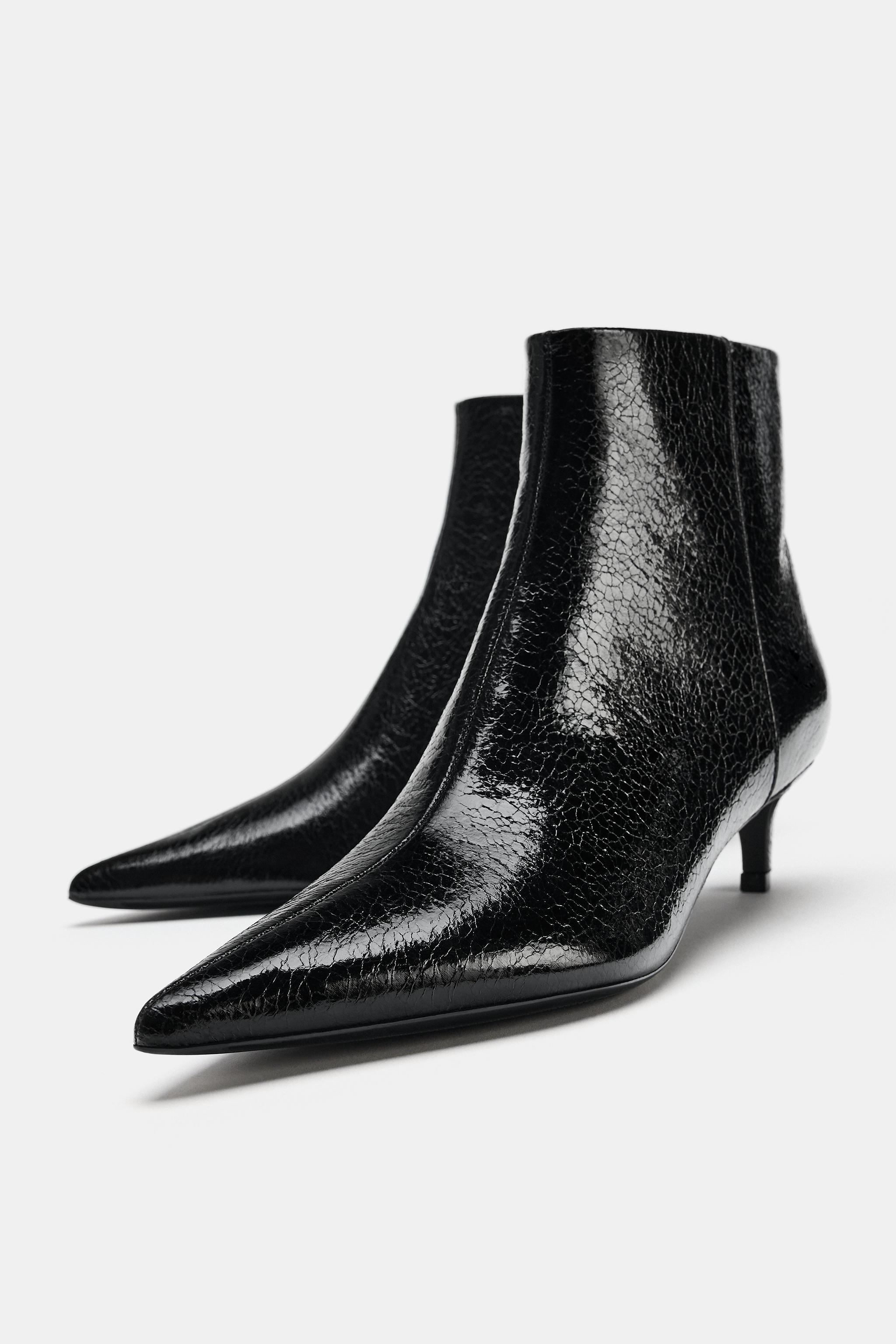 BOTTINES KITTEN HEEL À EFFET CRAQUELÉ