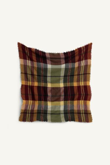 Zara LIMITED EDITION PLAID WOOL SCARF - 077