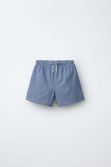 6-14 YEARS / GINGHAM SWIM SHORTS - Blue by Zara