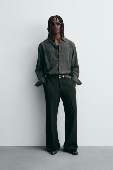 FLUID FLORAL JACQUARD SHIRT - Anthracite Grey by Zara