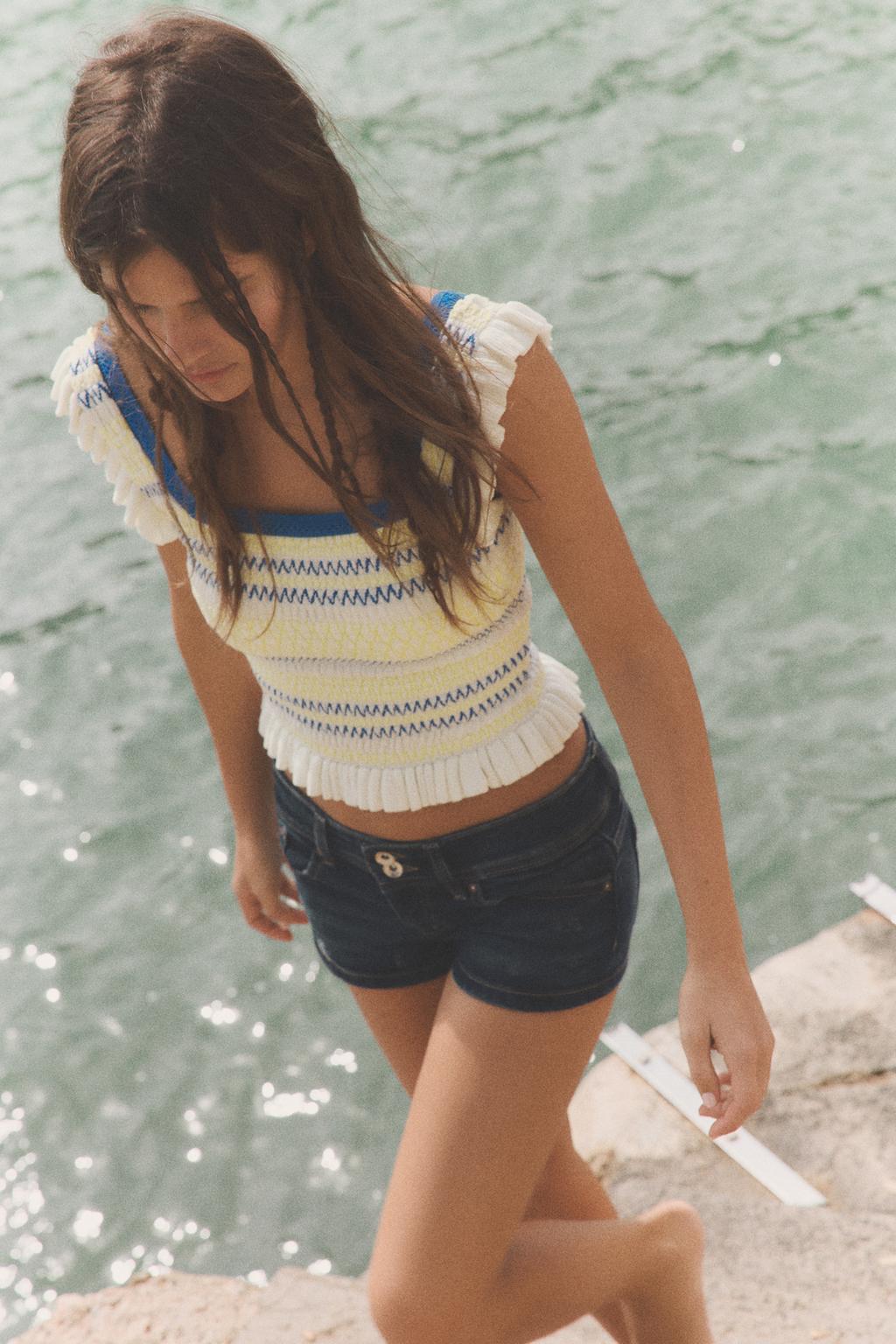 STRIPED SMOCKED TOP - image 2