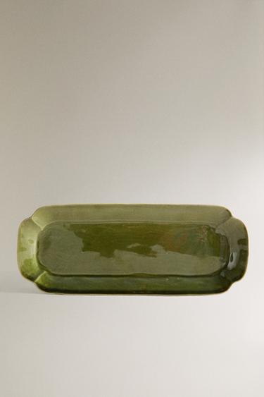 STONEWARE TRAY - Green by Zara