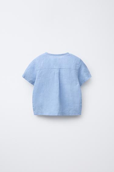 CHEMISE 100 % LIN - Bleu moyen de Zara - Image 1