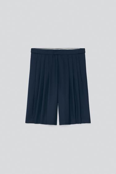 WOOL-BLEND WIDE-FIT BERMUDAS — Blue / Navy 1