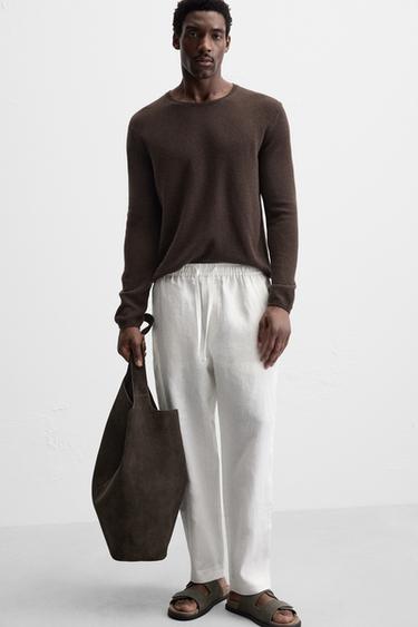100% LINEN TROUSERS - White by Zara - Image 4