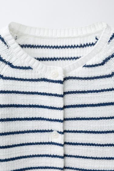 COMBINAISON COURTE EN MAILLE PERLÉE À RAYURES - Écru / Bleu de Zara - Image 2