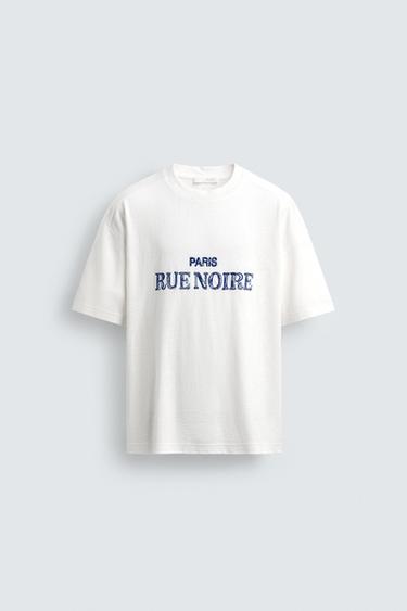 RELAXED FIT EMBROIDERED SLOGAN T-SHIRT - White by Zara - Image 6