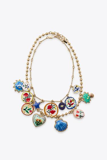 PACK 2 COLLARES PALMERA FLORES RESINA - Dorado de Zara