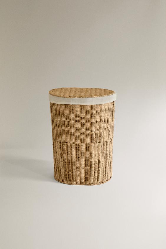 CESTO DE ROUPA COM TECIDO INTERIOR - Bege-claro da Zara - Imagem 0