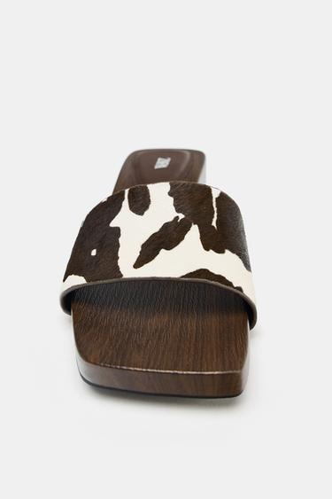 SANDALES IMPRIMÉ ANIMALIER EN CUIR AVEC EFFET FOURRURE - Multicolore de Zara - Image 5