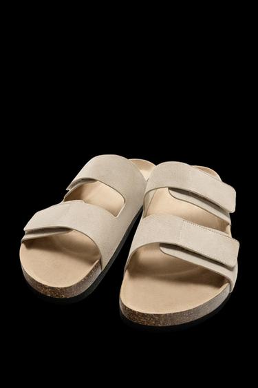 SANDALIA PIEL DOBLE TIRA - Blanco Crudo de Zara