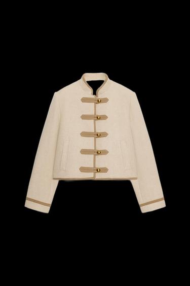 JACKE MIT SCHULTERPOLSTERN UND KNEBELVERSCHLÜSSEN - Beige von Zara - Bild 0