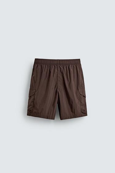 LONG CARGO SWIMMING TRUNKS - Dark brown by Zara