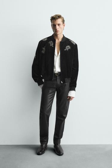 BOMBERJACK VAN GEBORDUURD FLUWEEL LIMITED EDITION - Zwart van Zara