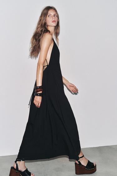 ZW COLLECTION LONG DRESS WITH TIES - Black by Zara - Image 3
