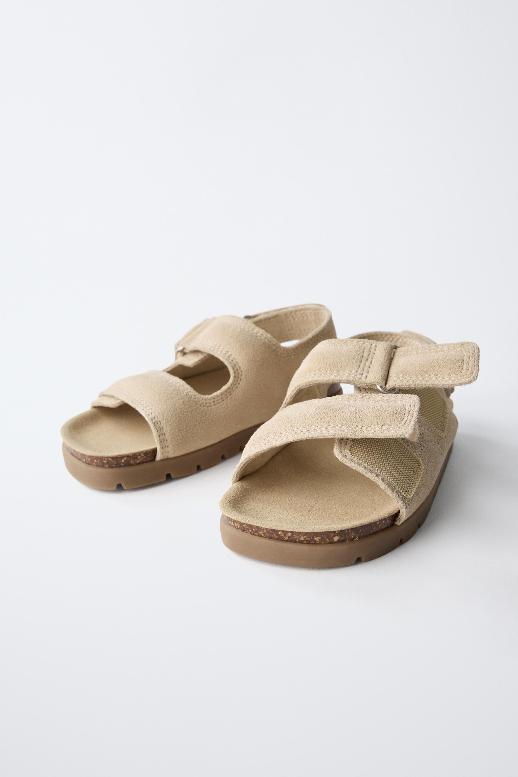 ダブルストラップレザーサンダル - サンドブラウン | ZARA Japan / 日本
