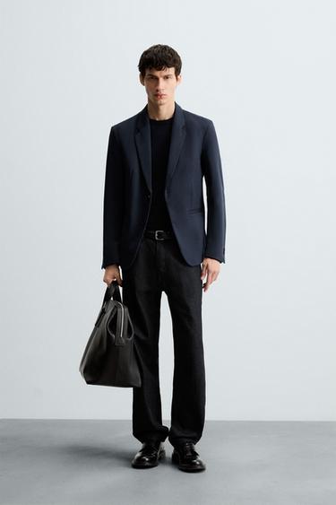 Zara 舒適版修身西裝外套 - 藍色