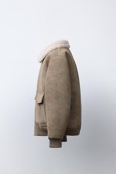 DOUBLE-FACED FAUX SHEARLING BOMBER JACKET - Brown / Taupe by Zara - Image 2