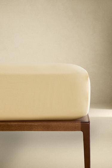 Zara FADED LINEN FITTED SHEET (140 GSM) - Yellow