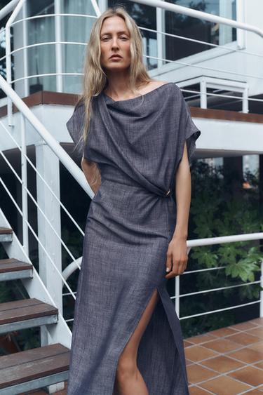 MIDI DRESS WITH GOLD APPLIQUÉ - Indigo by Zara - Image 3