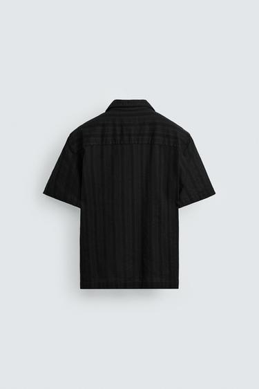 CHEMISE JACQUARD RAYURES - Noir de Zara - Image 7