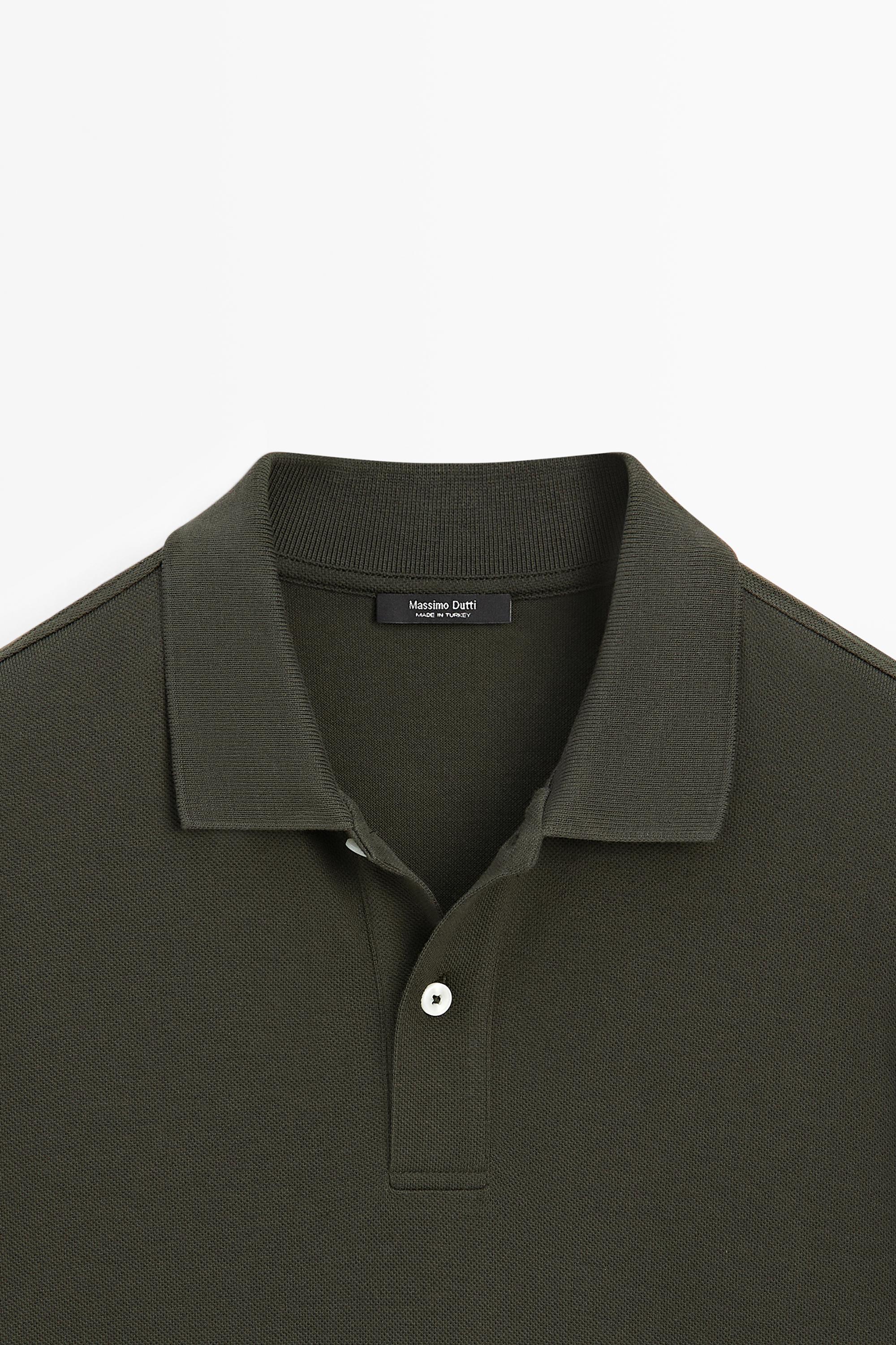 Micro-textured cotton piqué polo shirt