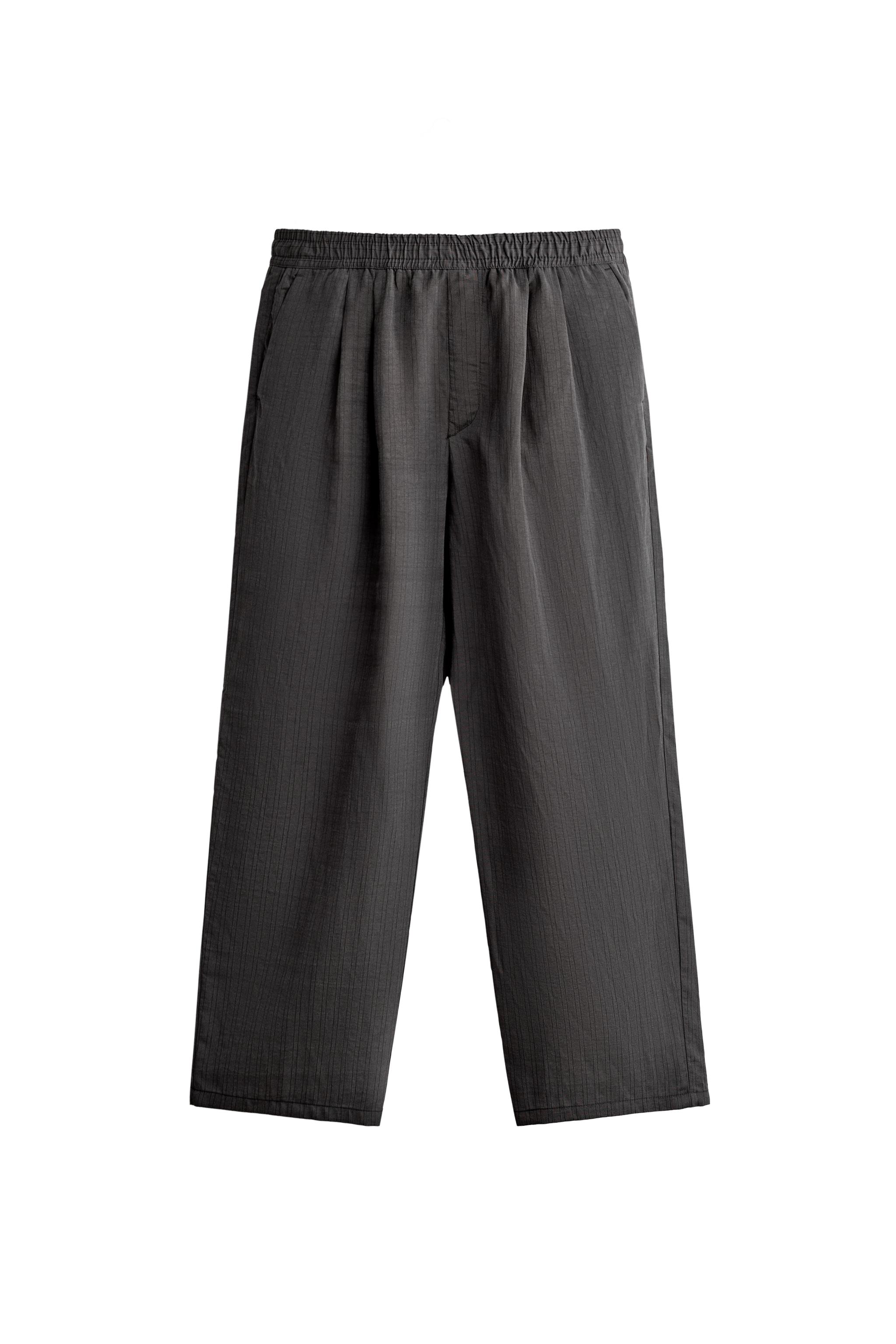 乱 ÇİZGİLİ RELAXED FIT DÖKÜMLÜ PANTOLON - Antrasit grisi | ZARA