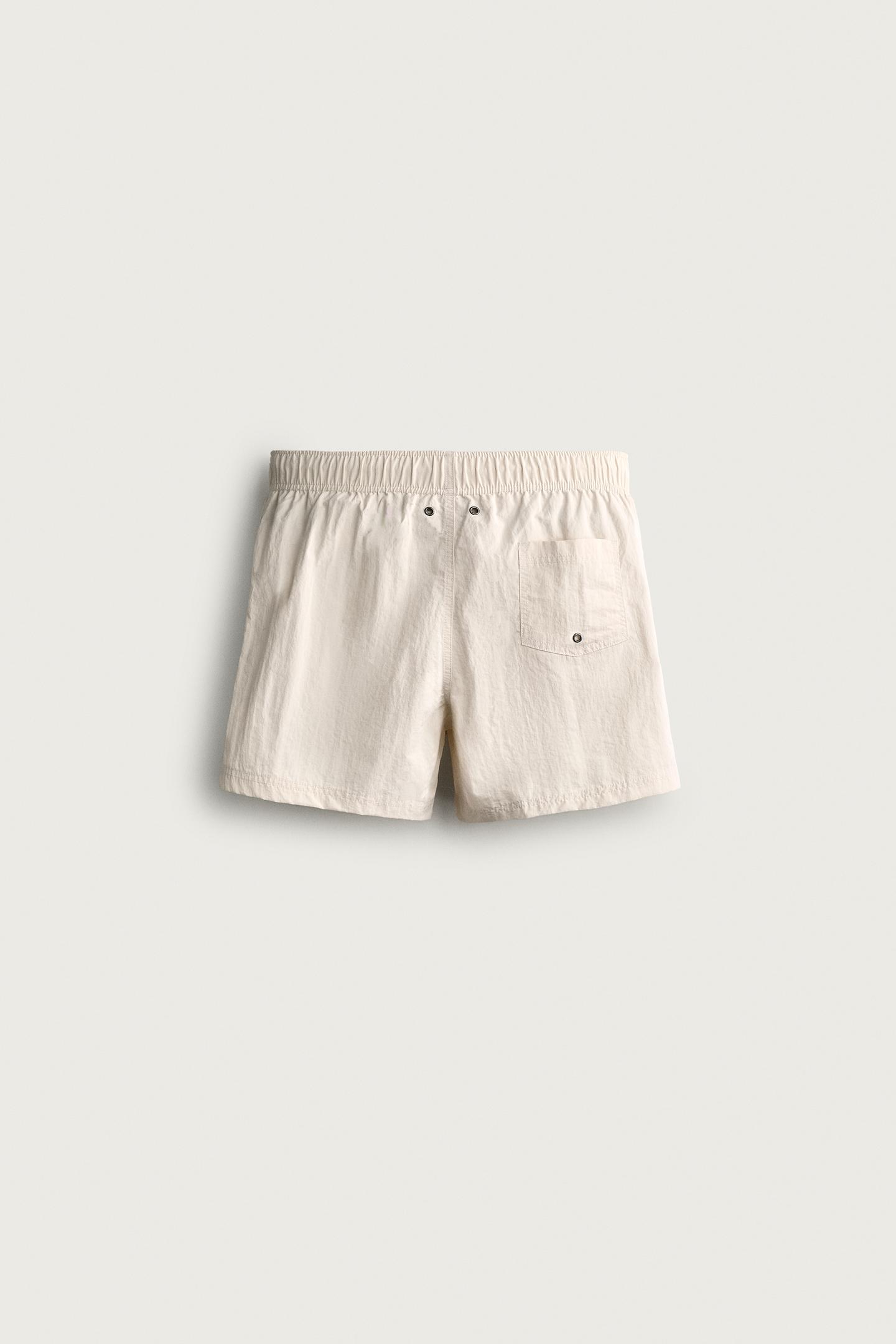 Пляжные шорты для мужчин, средней длины — Zara, цвет: Экрю — фото 2