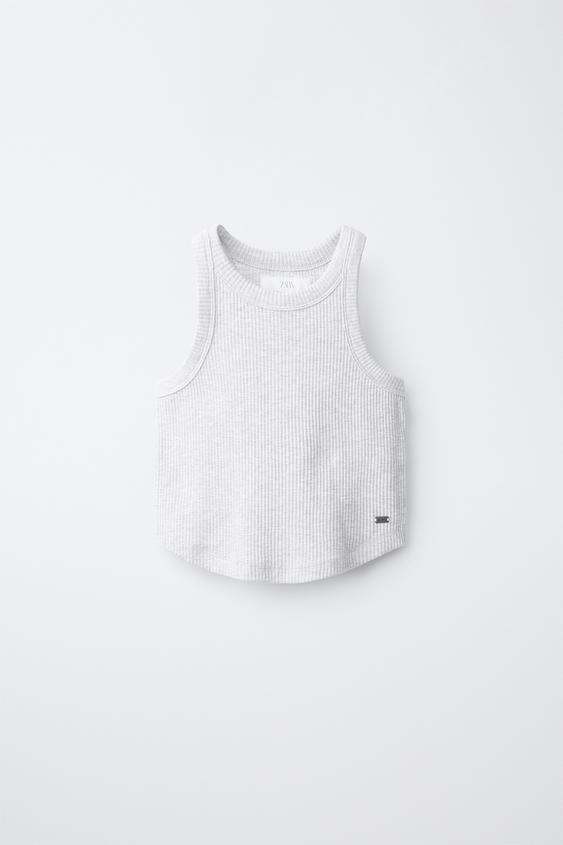 CAMISETA RIB NADADORA - Gris vigoré de Zara - Imagen 0