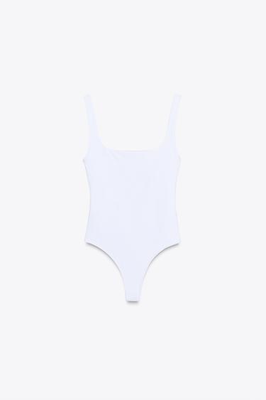 POLYAMIDE STRAPPY BODYSUIT - White by Zara