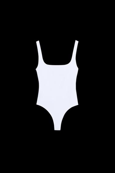 POLYAMID-BODY MIT TRÄGERN - Weiß von Zara
