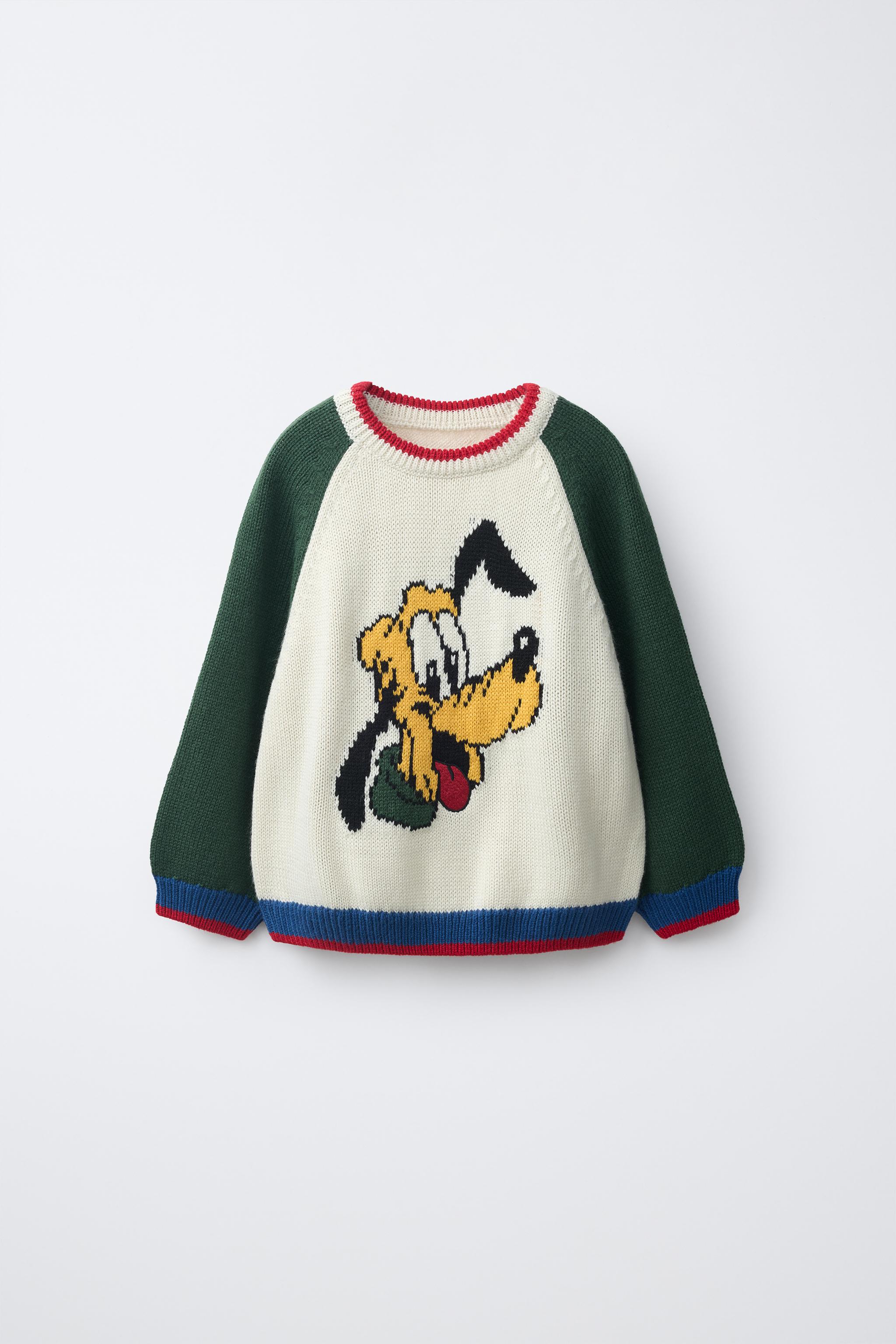 PLUTO MICKEY MOUSE © DISNEY KNIT JUMPER — Green / Ecru
