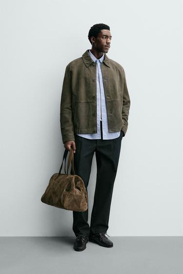 جاكيت جلد سويدي - أخضر by Zara