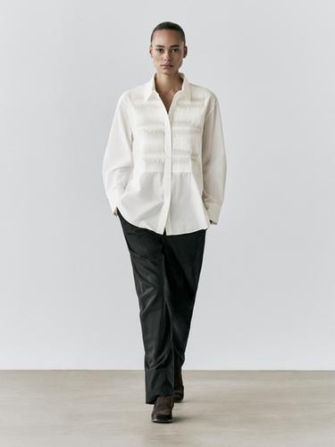 Camisa detalle pechera 100% algodón - Blanco de Zara - Imagen 0