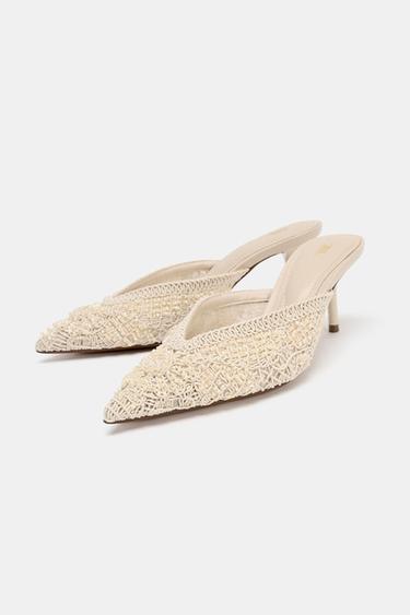 CHAUSSURES OUVERTES À L'ARRIÈRE À DÉCORS - Blanc écru de Zara - Image 4