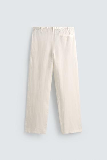 PANTALON 100 % LIN COUPE DÉCONTRACTÉE - Écru de Zara - Image 6