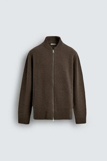 100% WOOL ZIP-UP JACKET - Brown / Taupe by Zara