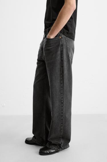 Zara BAGGY FLARE FIT JEANS - Charcoal