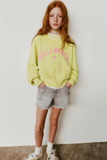 BERMUDA DENIM COM RASGOS - Cinzento da Zara