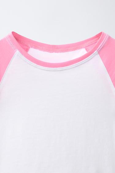 RAGLAN SLEEVE T-SHIRT - Pink / White by Zara - Image 2