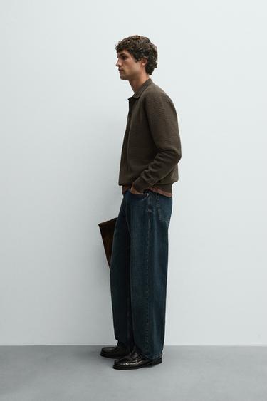 POLO EN MAILLE CHENILLE - Kaki foncé de Zara - Image 3