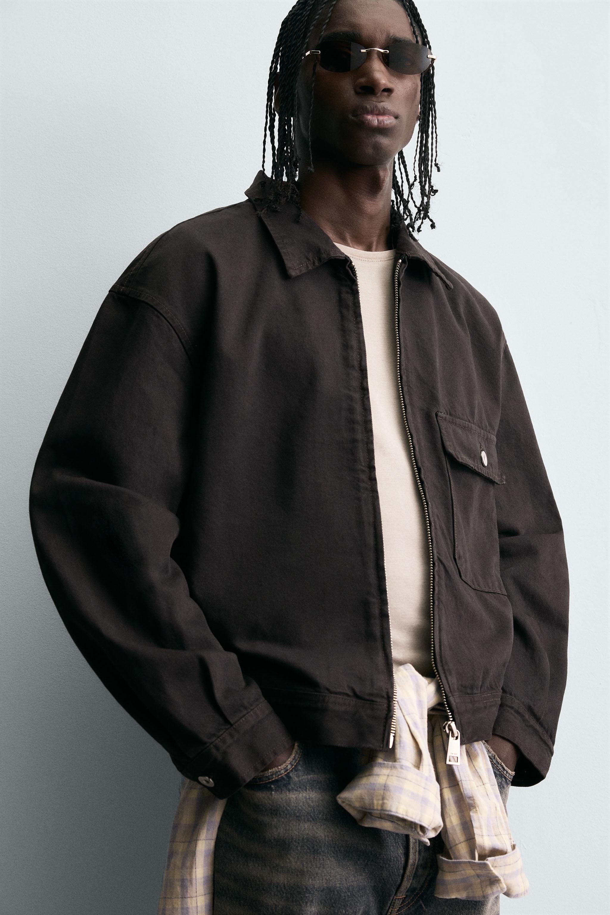 Bouton Dor Veste Courte Zara Veste Rouge Femme VESTE EN JEAN COUPE