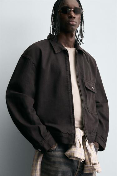 VESTE EN JEAN COUPE DÉCONTRACTÉE - gris anthracite de Zara - Image 4