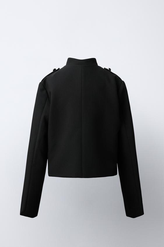 VESTE CINTRÉE À BOUTONS - Noir de Zara - Image 3