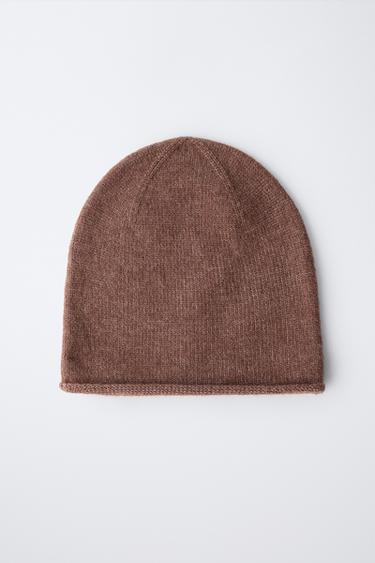 WOOL BLEND KNIT BEANIE - Brown by Zara - Image 3